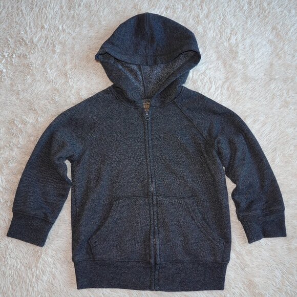 Boys Size 4 Softest Fleece Gray Full Zip Jacket with Hood, Like New - Picture 1 of 3